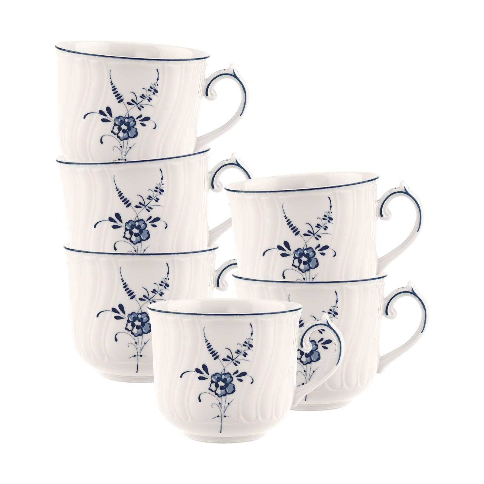 CAPPUCCINOTASSEN Vieux Luxembourg weiß-blau 240 ml 6er Set - Blau/Weiß, Keramik (0.24L) - Villeroy & Boch