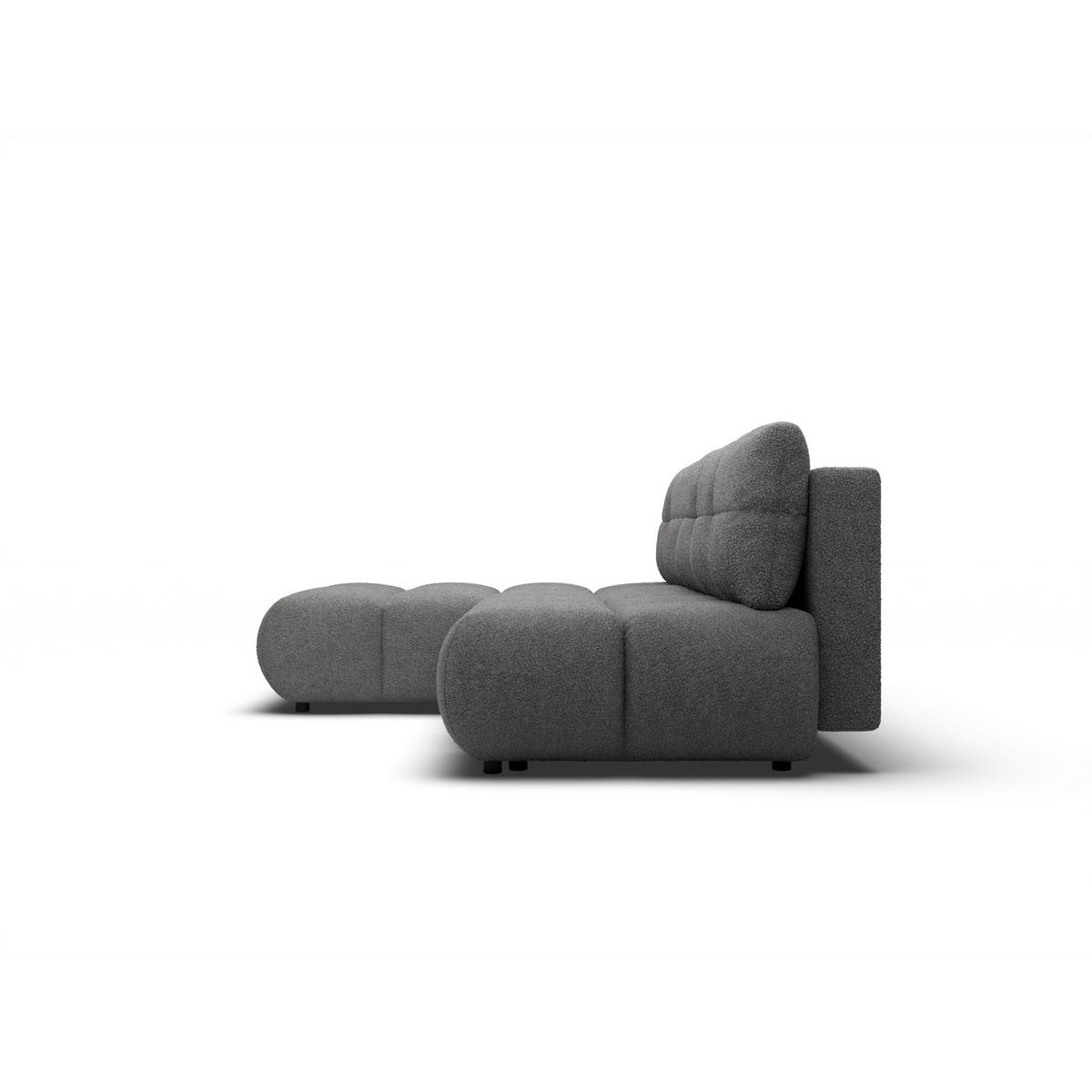 ECKSOFA CORSO L-S Grau Boucle-Stoff mit Schlaffunktion - Grau, Holz (230/177cm) - MASSENO