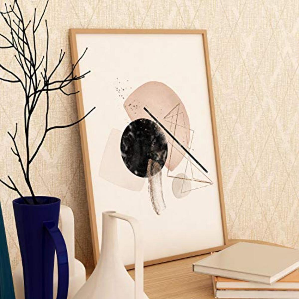 POSTER Set mit 4 abstrakte Formen und Figuren Braun A4 Schwarzer Rahmen - Schwarz, Papier (29.7/3cm) - Nacnic