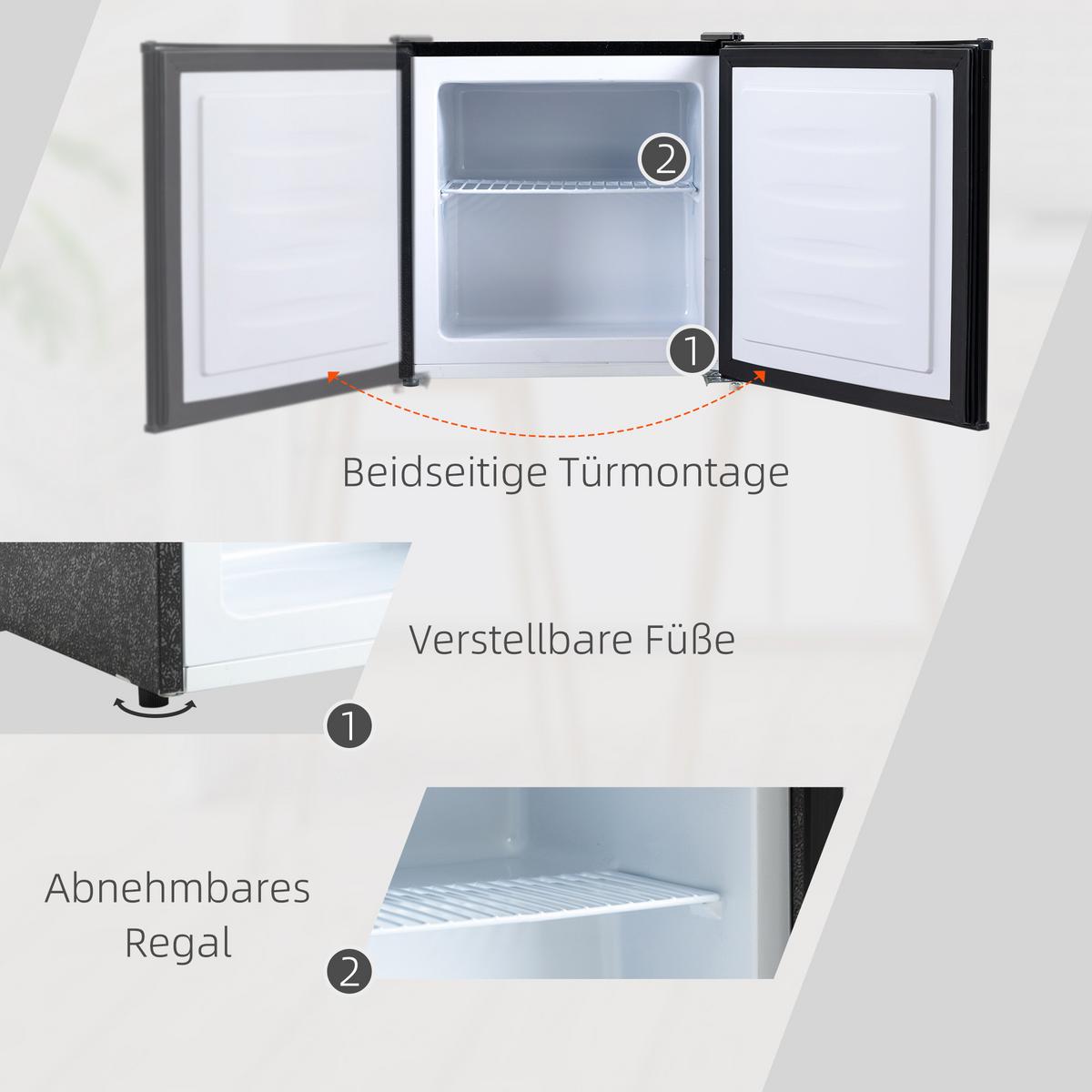 MINI-GEFRIERSCHRANK Stahl Kunststoff Schwarz - Schwarz, Kunststoff (44.2/48.8/47cm) - HOMCOM