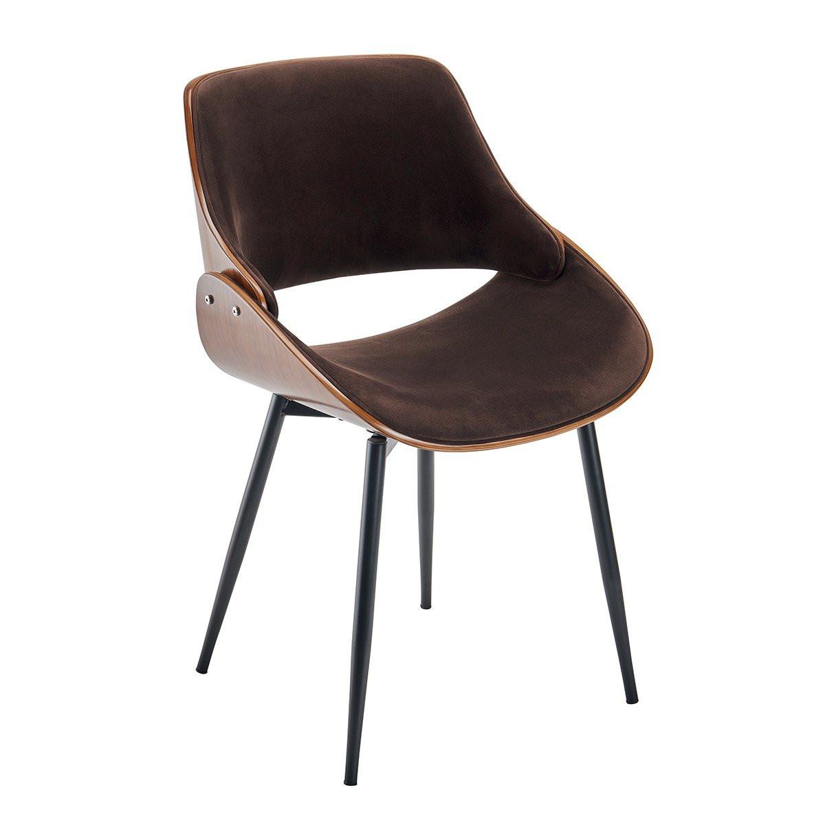 STUHL in Nussbaumoptik mit Sitzfläche aus Velours - Mannix - Braun, Holzwerkstoff (51/61/63cm) - Signature