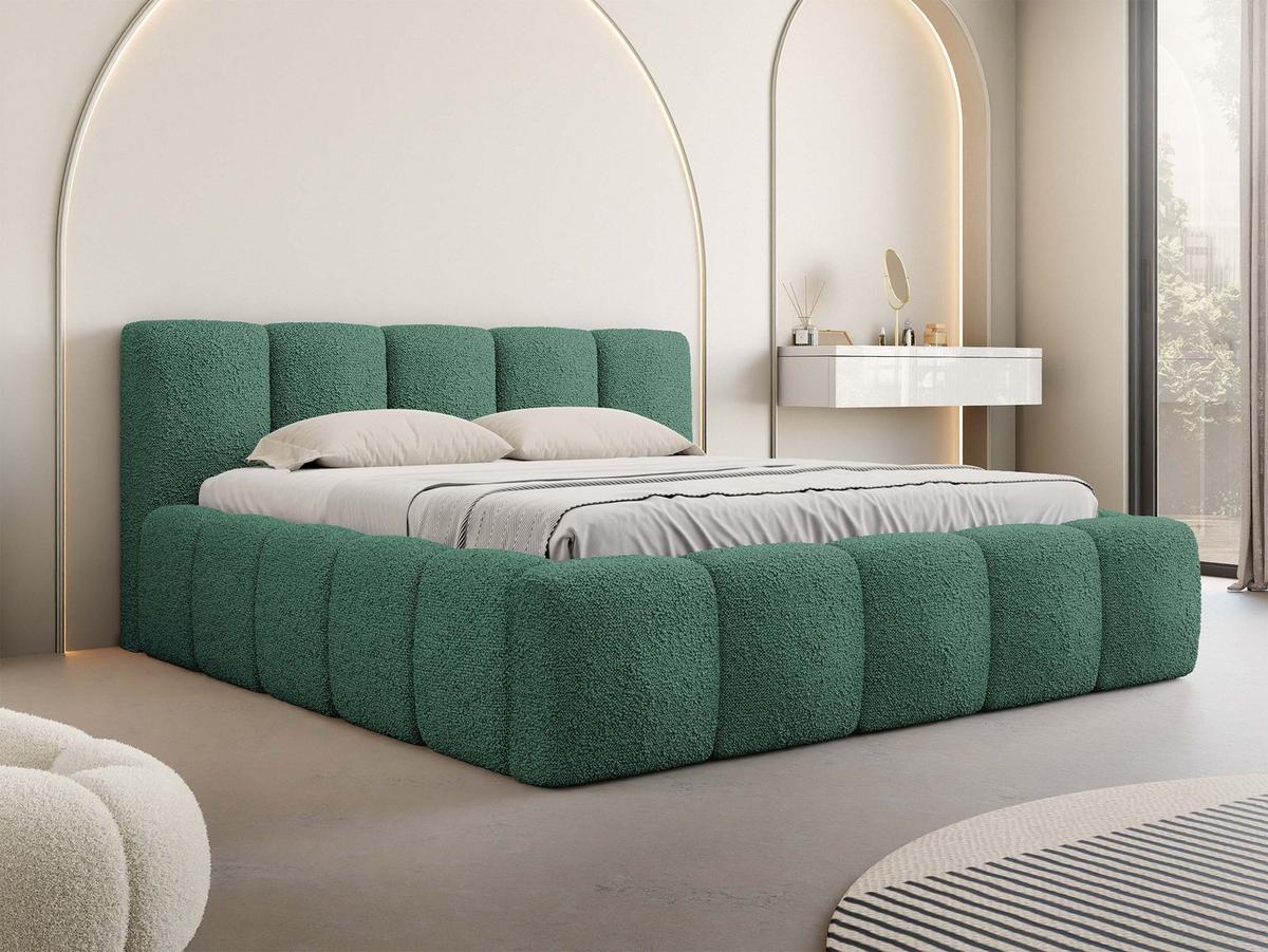 POLSTERBETT Kevson Boucle - Grün, Holzwerkstoff/Textil (140/200cm) - MIRJAN24