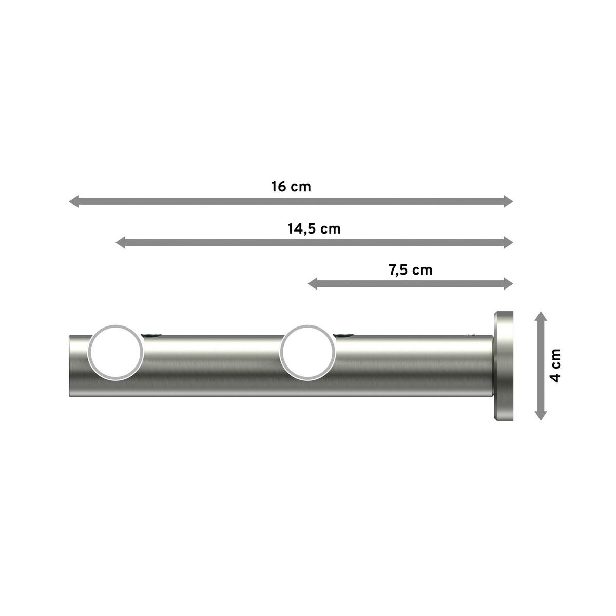 GARDINENSTANGE Platon Elanto 520 cm (geteilt in 4 x 130 cm), 2-läufig (ohne Ringe), 20 mm Ø Edelstahl-Optik - Edelstahlfarben, Metall (520cm) - INTERDECO