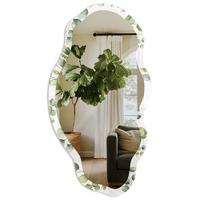 SPIEGEL 90x45 cm asymmetrisch mit Druck - Grüner Eukalyptus - Transparent, Glas (45/90/0.4cm) - TULUP