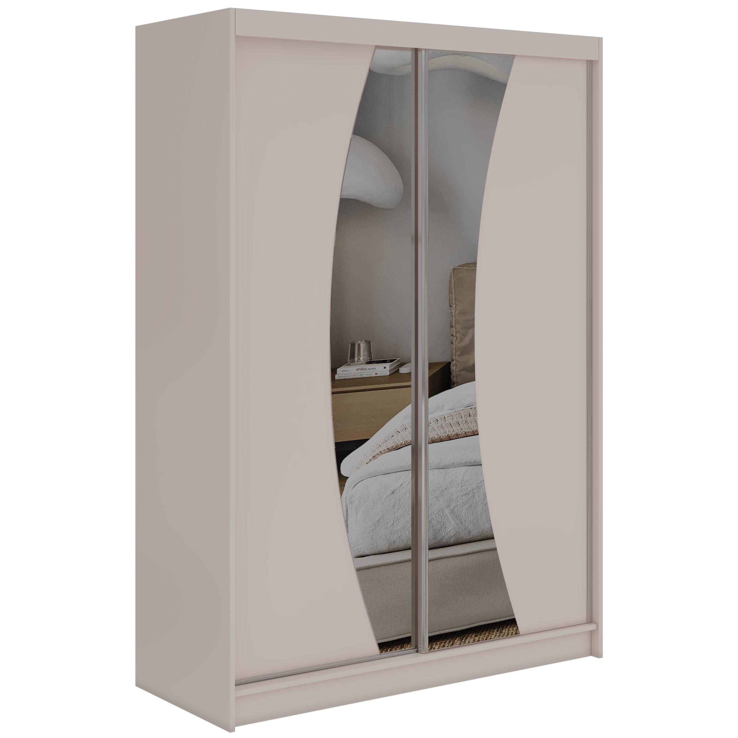 SCHWEBETÜRENSCHRANK 150 - VERONA - Kaschmir mit Spiegel - Kaschmir/Alufarben, Holzwerkstoff/Metall (150/216/61cm) - MKS