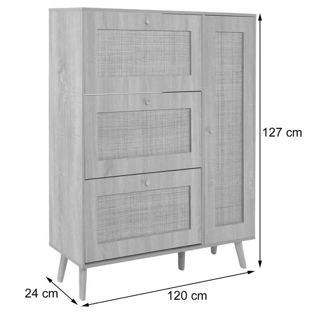 RATTAN-SCHUHKIPPER Schwarz - Schwarz, Holz (120/127/24cm) - MCW