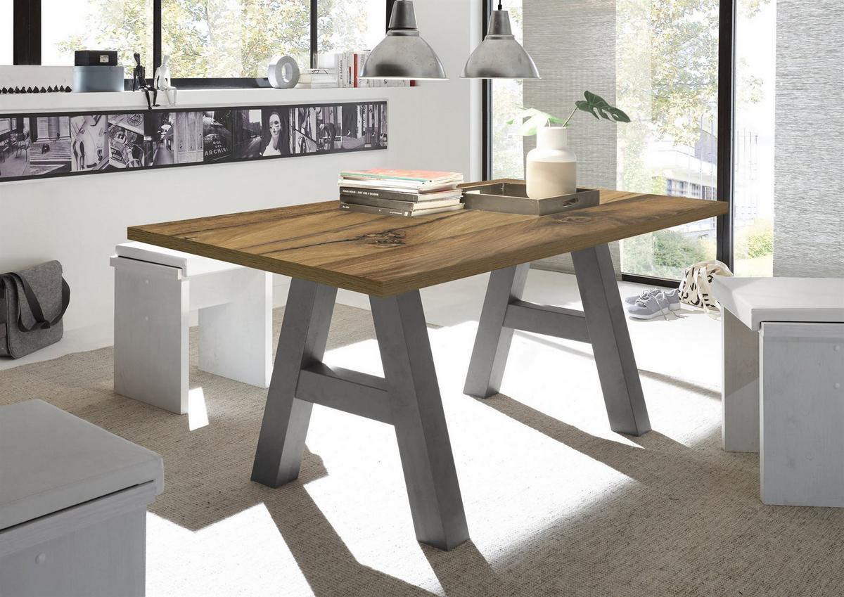 ESSZIMMERTISCH Elia 4 200 x 100 x 75 Esstisch Graphit/Plankeneiche - Alteiche, Holz (200/100/75cm) - 58aufmkessel