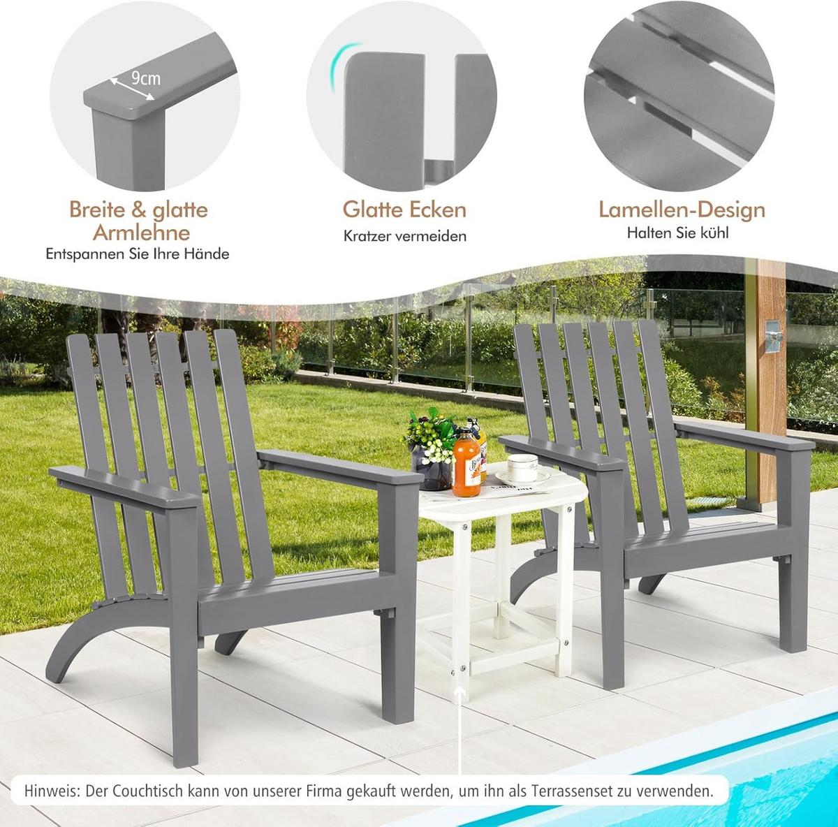 STUHL Grau - Grau, Holz (73/86/67.5cm) - COSTWAY