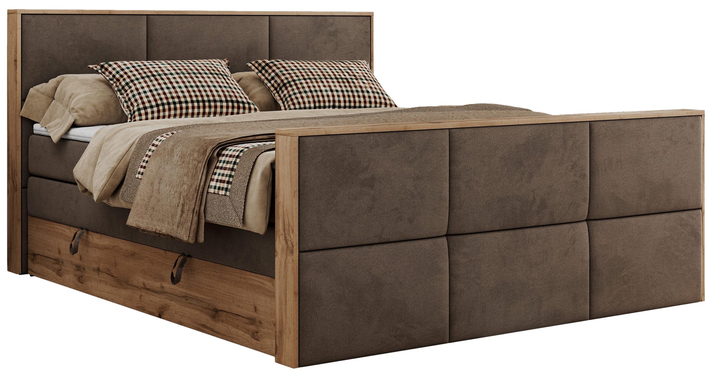BOXSPRINGBETT ALBERO 2 KING DUO 120/200 Braun Velvet - H3 - Braun, Holz/Textil (120/200cm) - MKS