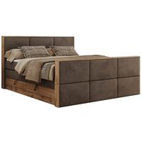 BOXSPRINGBETT ALBERO 2 KING DUO 140/200 Braun Velvet - H4 - Braun, Holz/Textil (140/200cm) - MKS