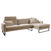 ECKSOFA RICARDA Taupe Cord - Taupe/Schwarz, Textil/Metall (298/154cm) - KAWOLA