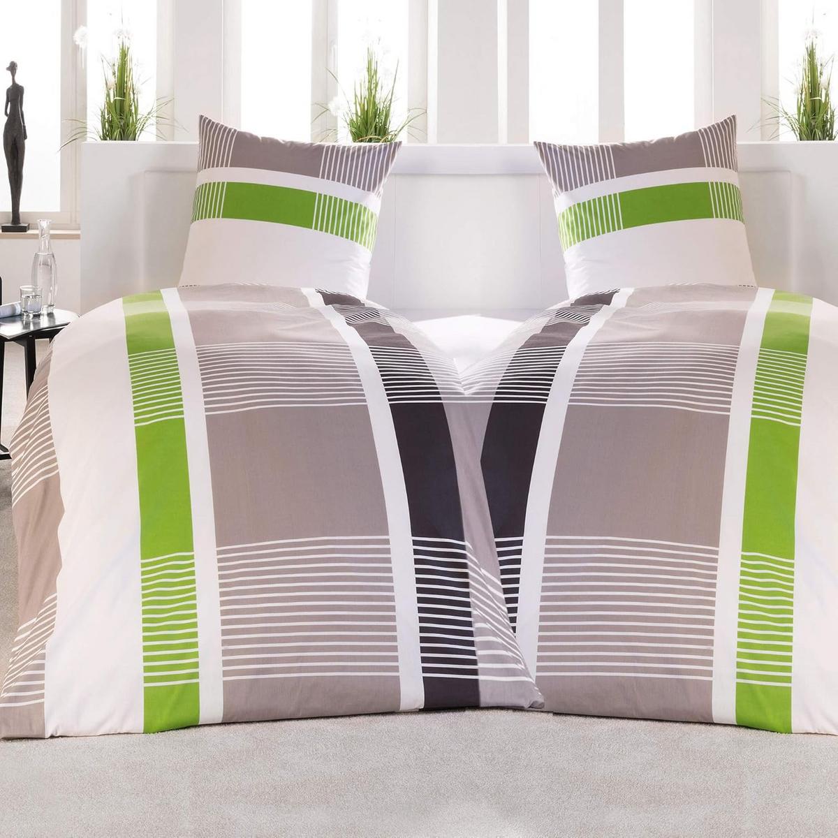 BETTBEZUG Dana 155x220cm + Kissenbezug 80x80cm Gestreift Renforcé (4tlg) - Multicolor, Textil (155/220cm) - Beautissu 