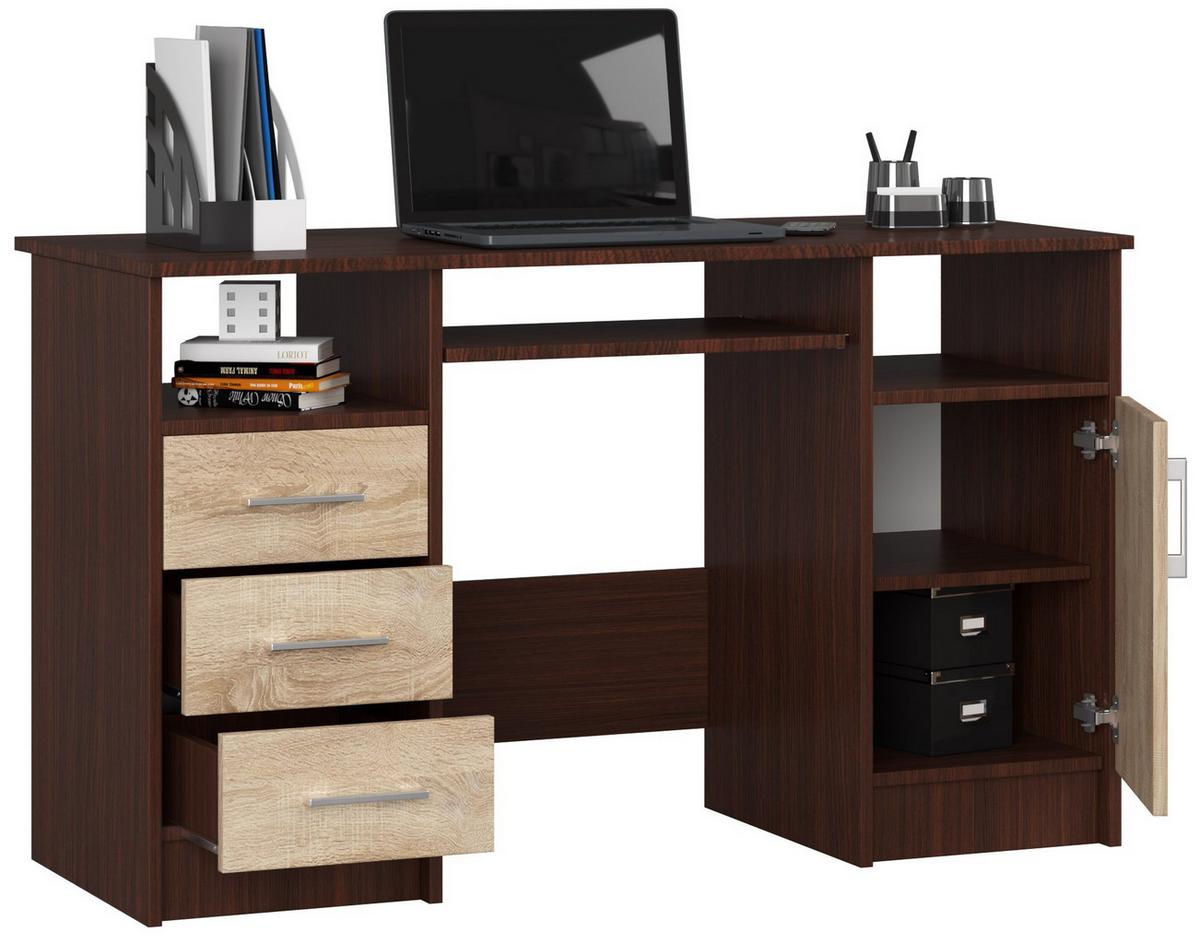 SCHREIBTISCH Dunkelbraun, Eiche Sonoma 74/124/52 - Dunkelbraun, Holzwerkstoff (50/120/74cm) - RAUMHIRSCH FURNITURE