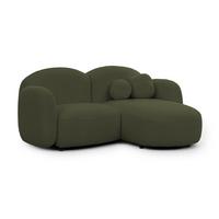 ECKSOFA Nuvola mit abgerundetem Design Grün Bouclé-Stoff - Ottomane Rechts - Schwarz/Grün, Holz/Kunststoff (190/146cm) - S-Style Möbel