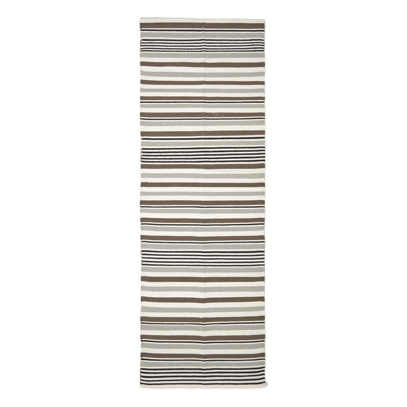 FLACHWEBETEPPICH-LÄUFER Baumwolle gestreift 66/200 cm - Grau, Textil (66/200cm) - Homescapes