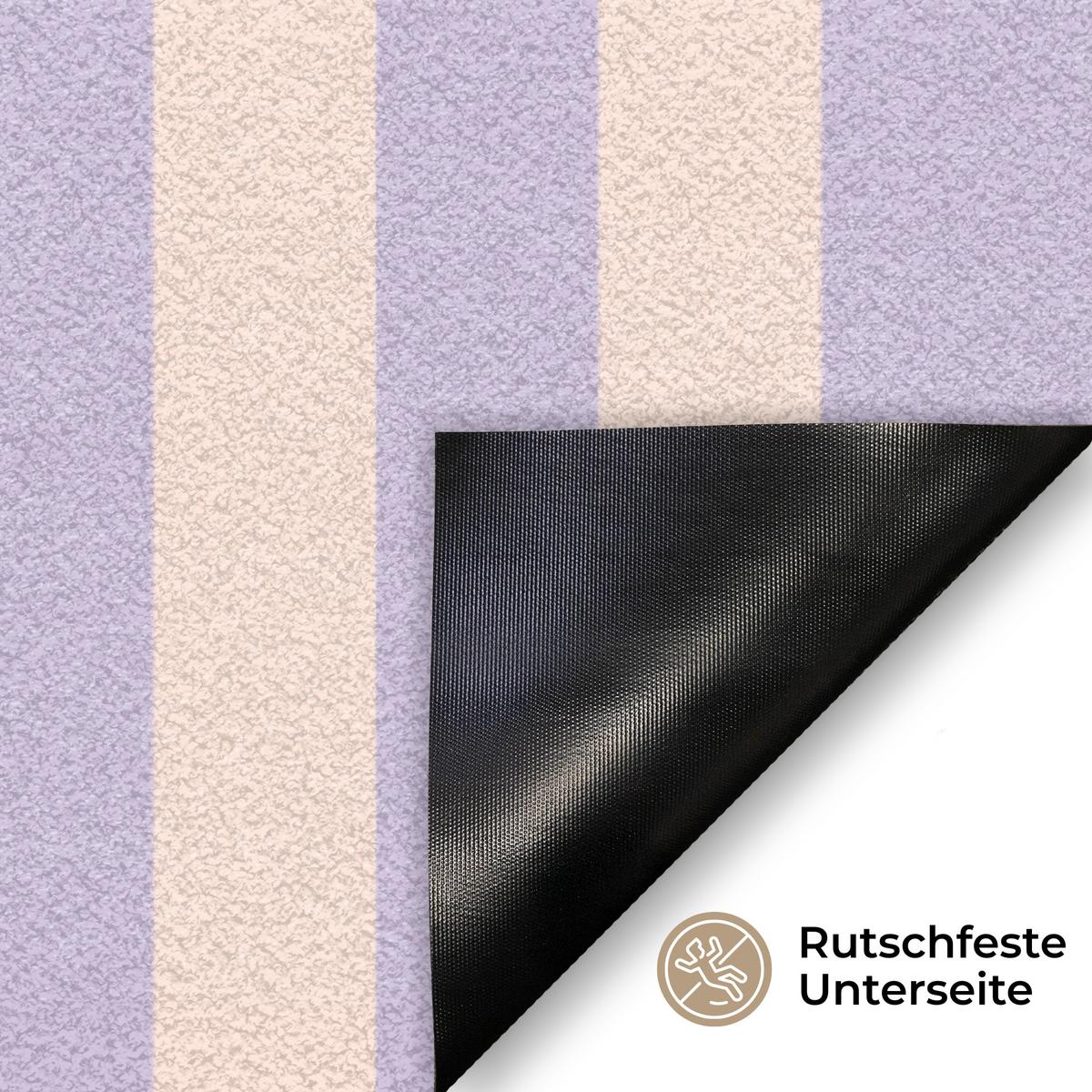 FUSSMATTE Ciao - Zitat - Pastell - Streifen Schmutzfangmatte 60x40 cm - Flieder, Kunststoff (60/0.4cm) - MuchoWow