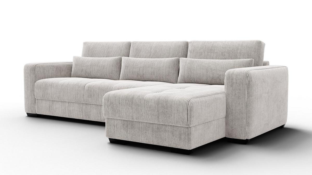ECKSOFA OLI 4-Sitzer rechts, perlweiß - Weiß, Holz/Textil (295/172cm) - Wozimo