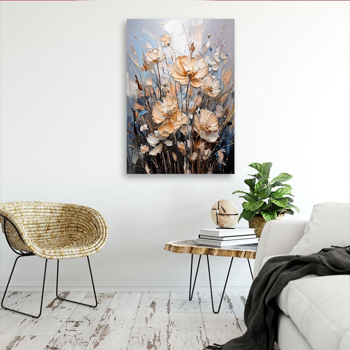 LEINWANDBILD Blumen 80x120cm - Beige, Textil (80/120cm) - Feeby
