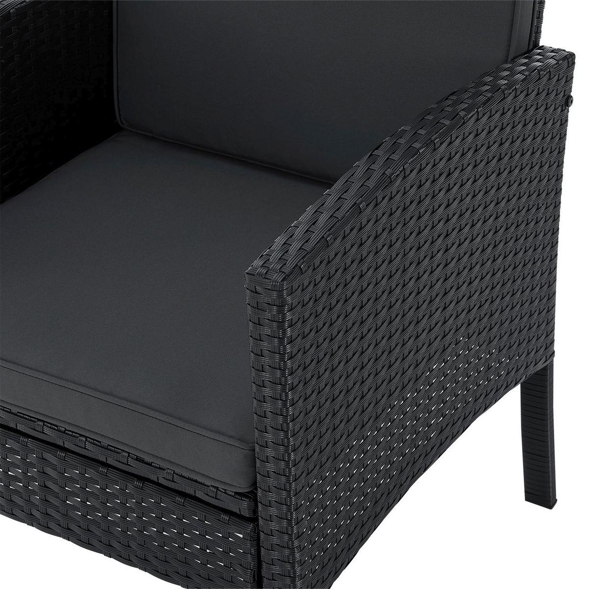 SITZGRUPPE Turin schwarz Polyrattan - Schwarz, Kunststoff - Juskys
