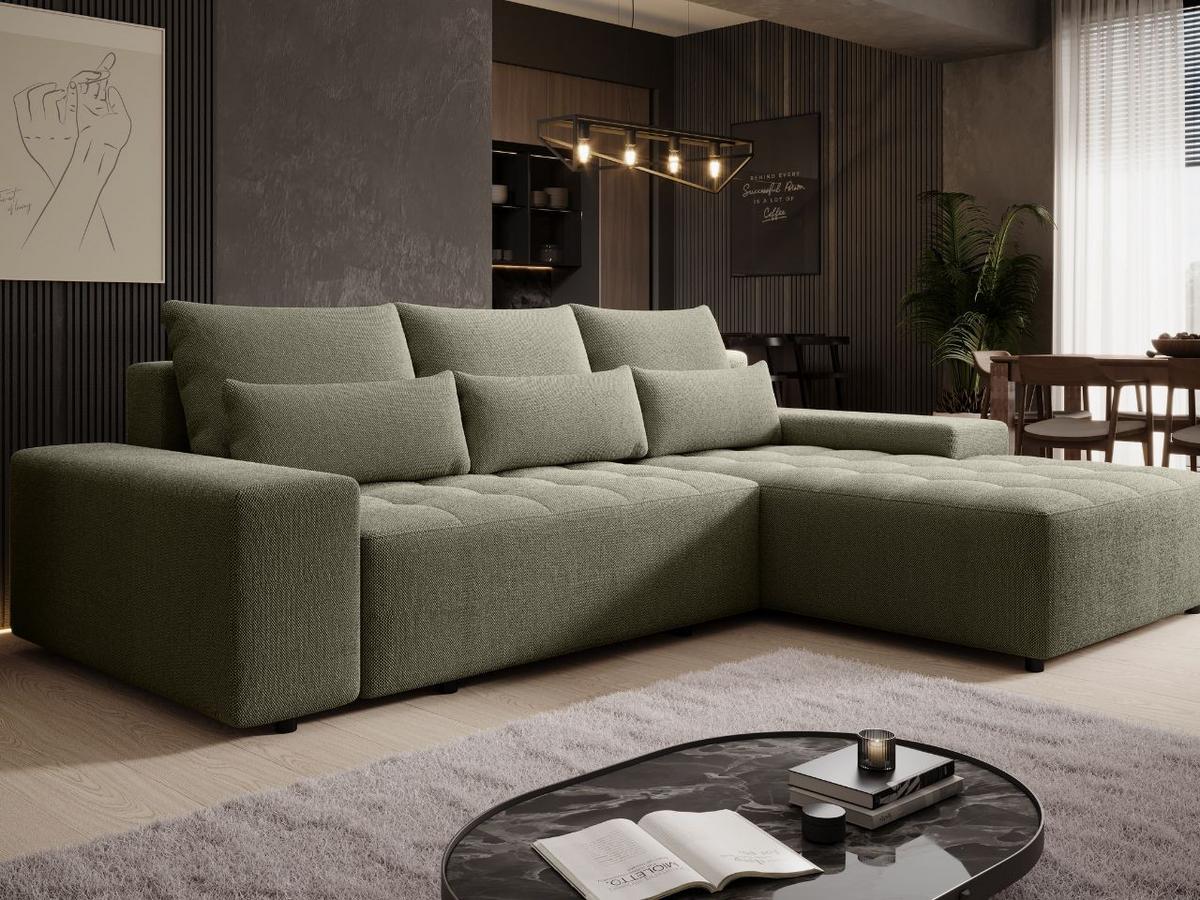 ECKSOFA Vento Dunkelgrün - Dunkelgrün/Schwarz, Holz/Kunststoff (280/184cm) - Graingold