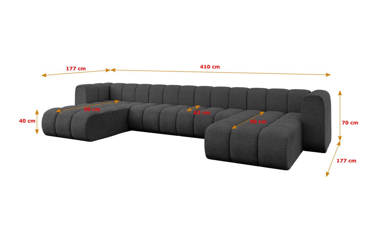 WOHNLANDSCHAFT modulares Sofa Joren-U2 - 410x177x70 cm Grau - Grau, Holzwerkstoff/Textil (410/70/177cm) - ALTDECOR