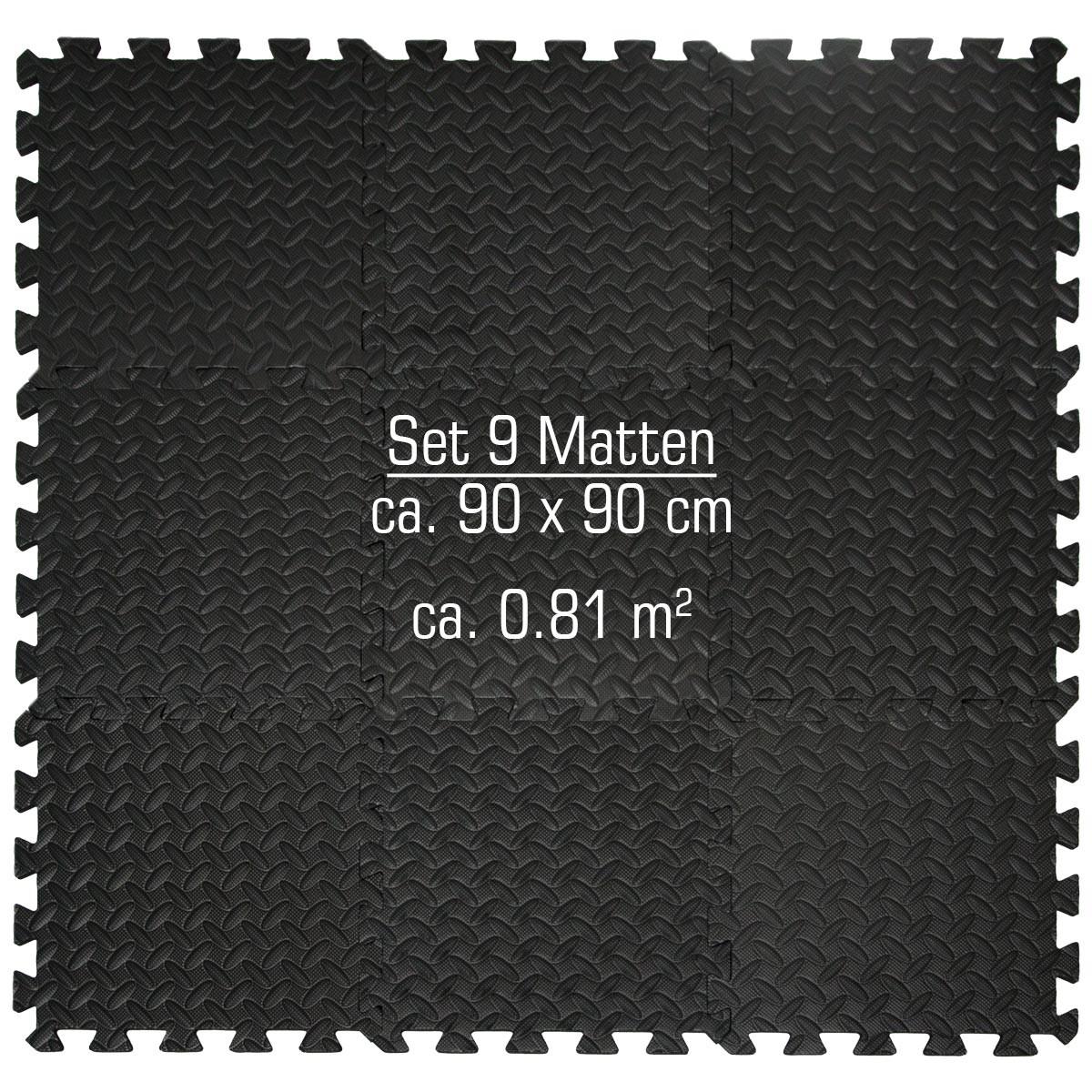 PUZZLEMATTE, 9er Set, 30x30x1cm, Schwarz - Schwarz, Kunststoff (30/30cm) - eyepower