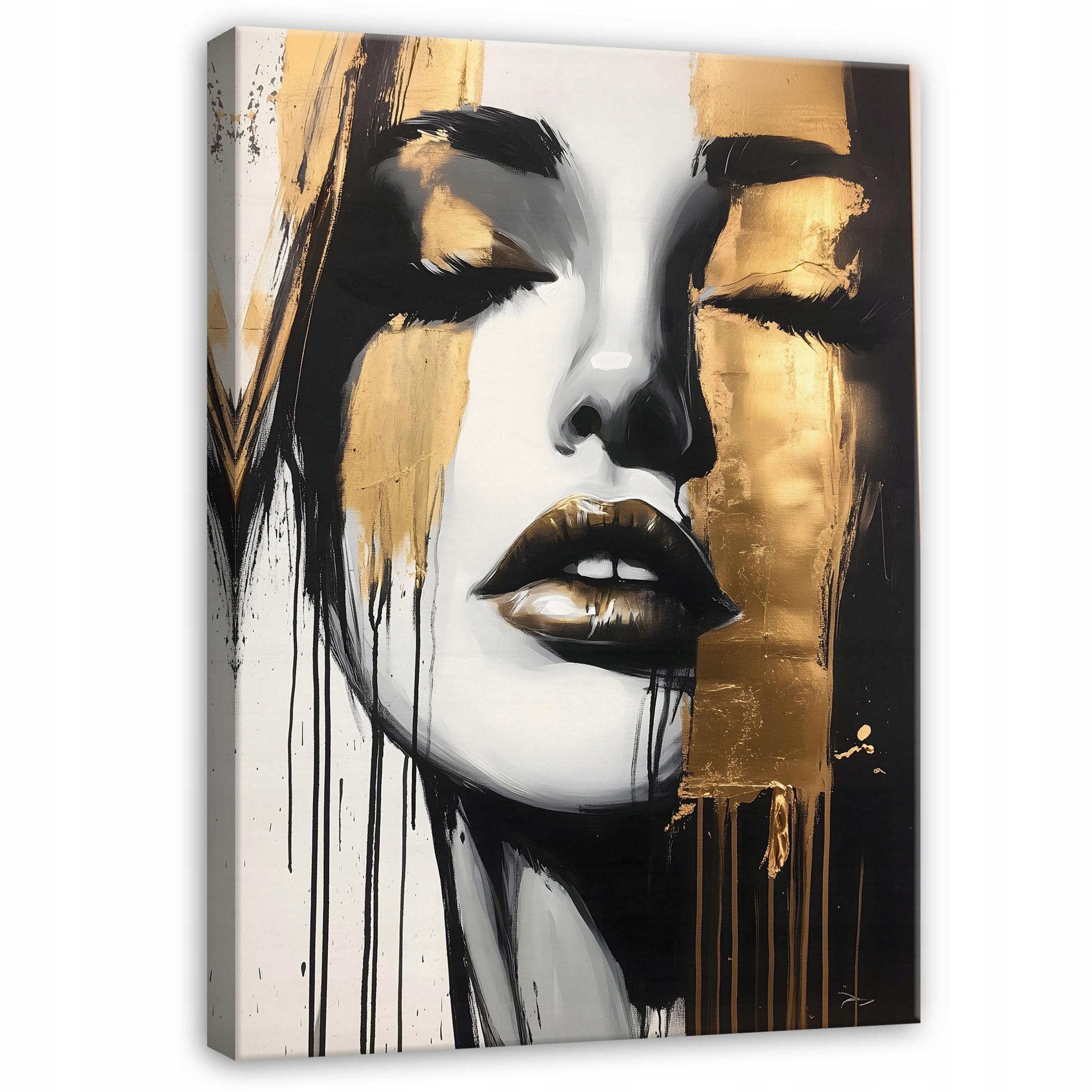 LEINWANDBILD Modern Abstrakt Frau Bilder Groß 100x70 - Goldfarben, Holzwerkstoff (70/100cm) - Wallarena