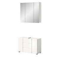 BADMÖBEL-SET 2-teilig weiß Hochglanz, Badkombination 80 cm - Weiß Hochglanz, Glas/Holzwerkstoff (82/190/34cm) - Inn.Furn