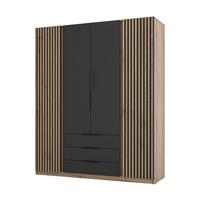 DREHTÜRENSCHRANK CAGLIARI 200/239/61,9cm 4-türig Goldfarben - Goldfarben/Schwarz, Holzwerkstoff (200/239/61.9cm) - MASSENO