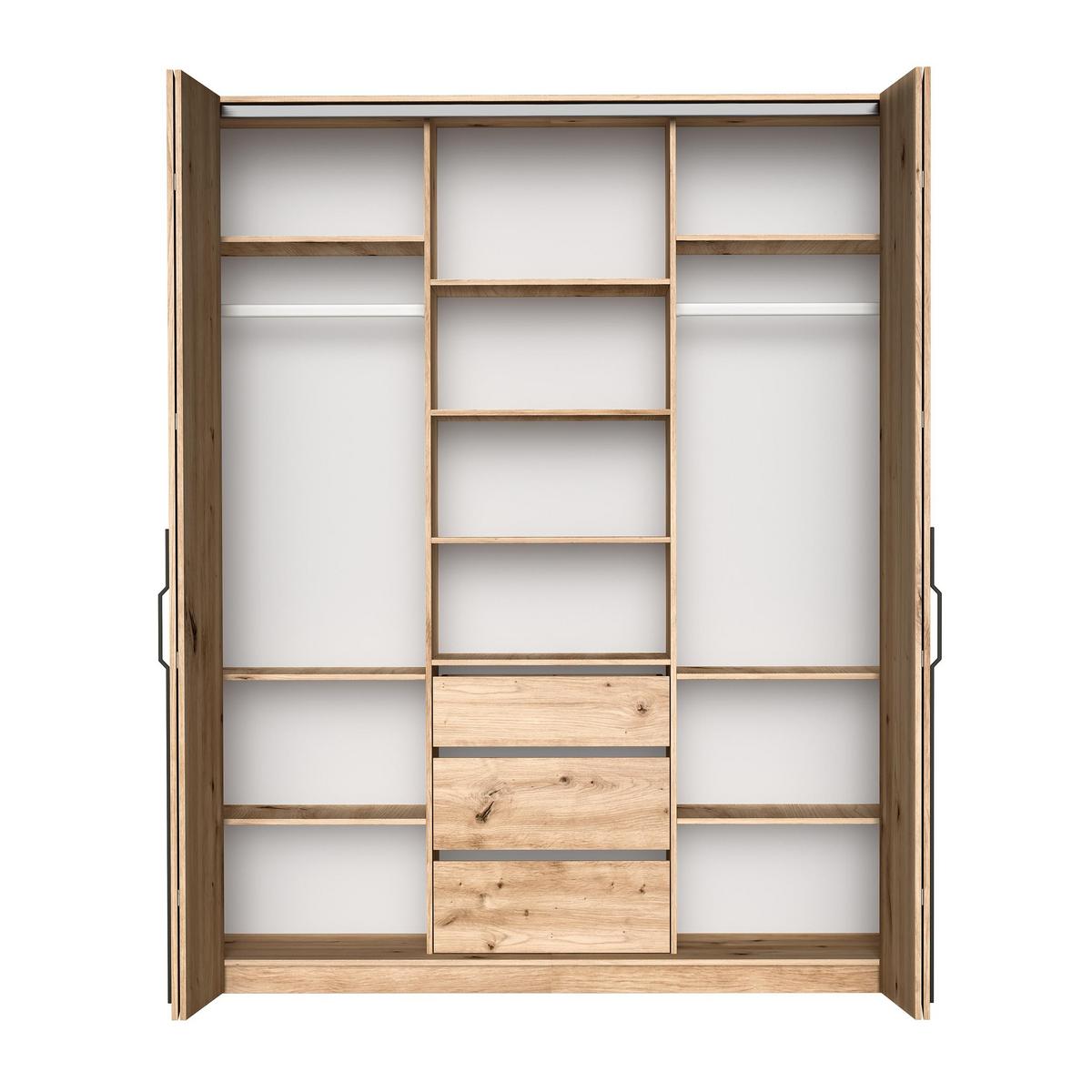 FALTTÜRENSCHRANK Omodeo 200 cm breit in Artisan-Eiche – mit WingLine-Falttüren - Eiche Artisan, Holzwerkstoff (200/240/58cm) - AX Living