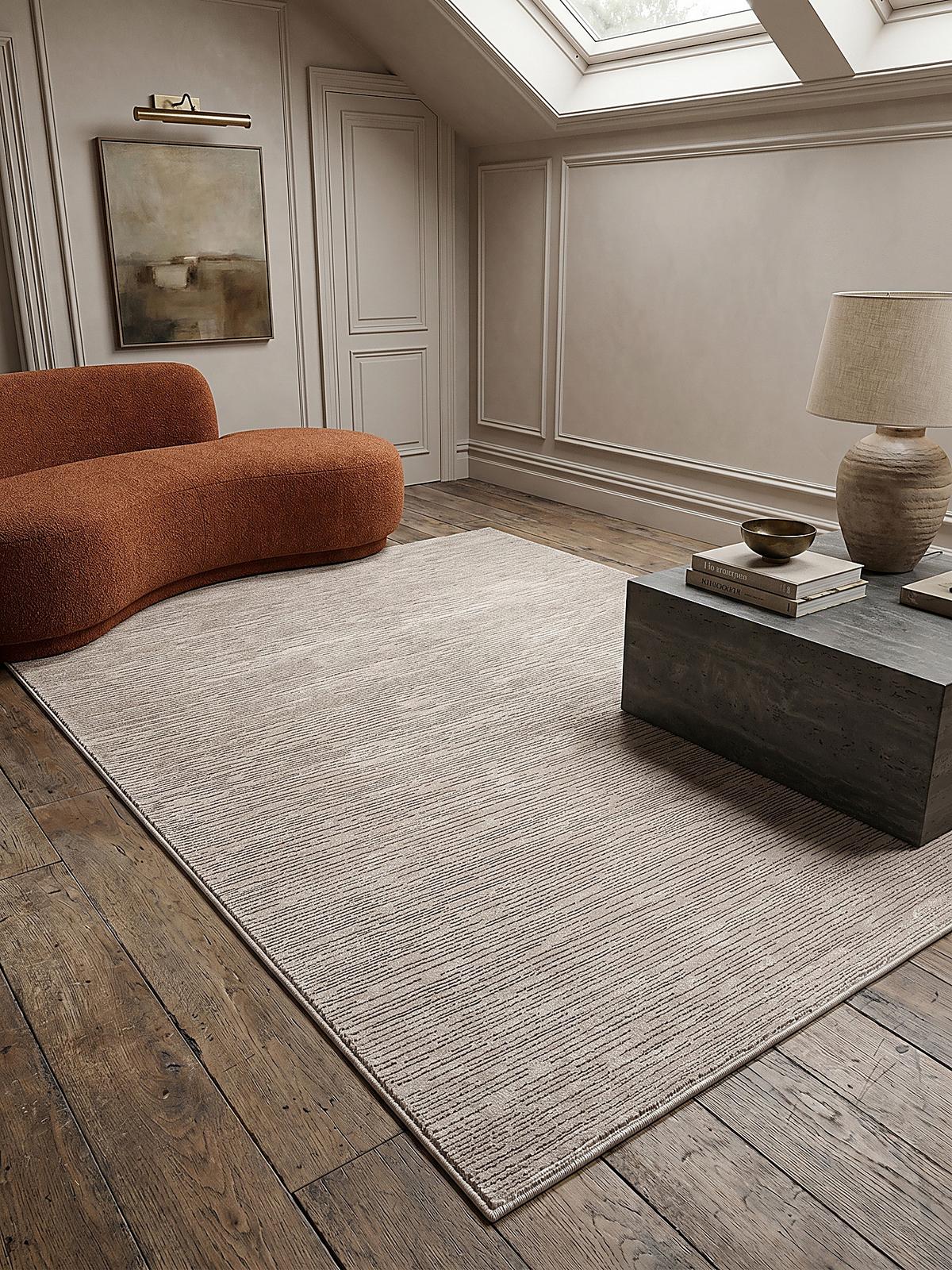 KURZFLORTEPPICH Streifen KASOS Polyester Beige 200 x 290 cm - Beige, Textil (200/290cm) - KADIMA DESIGN