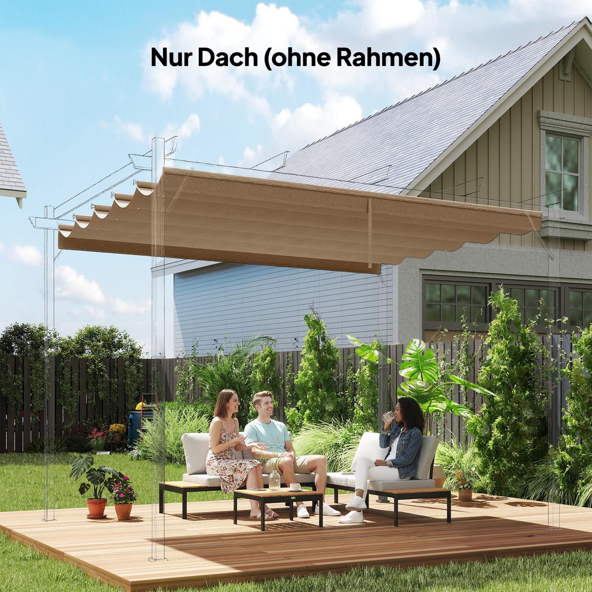 ERSATZDACH aus Polyester Braun - Braun, Textil (255/6/250cm) - Outsunny
