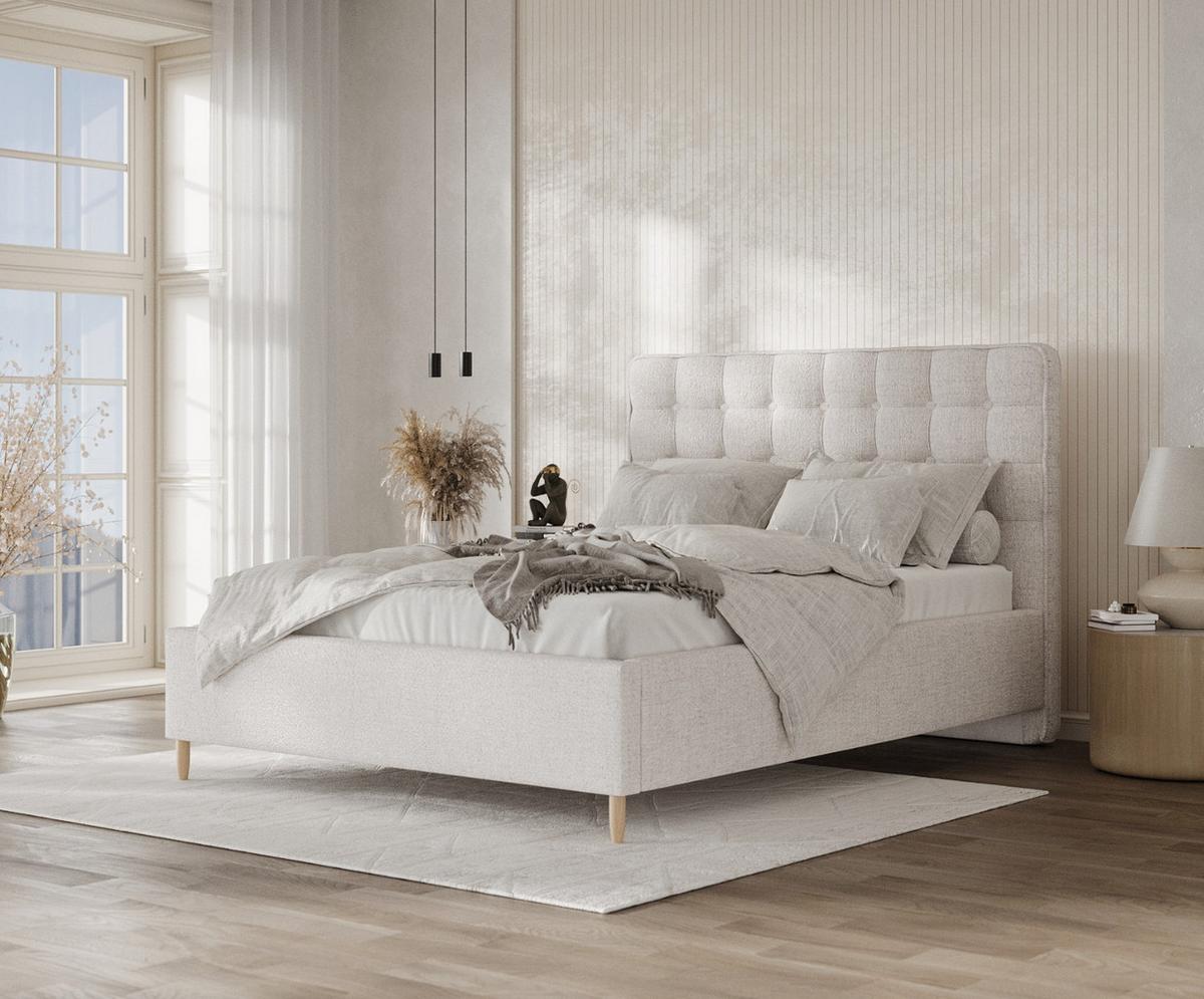 POLSTERBETT Paloma 120/200 cm Hellbeige im Neve Stoff - Sandfarben/Naturfarben, Holz/Holzwerkstoff (120/200cm) - AltaBeds