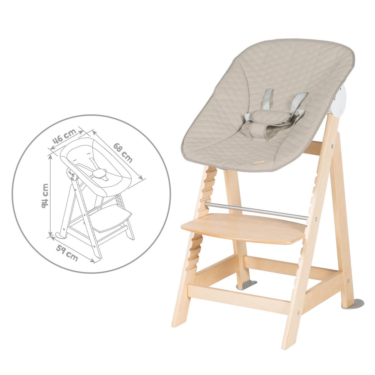 BABYHOCHSTUHL Born Up Luxe mit Neugeborenenaufsatz Natur - Naturfarben, Holzwerkstoff/Textil (46/94/66.5cm) - Roba