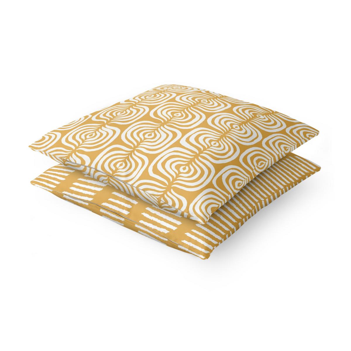 DEKOKISSEN 2er-Set Ethnomuster Duo I 40/40 cm - Gelb, Textil (40/40cm) - Bilderwelten