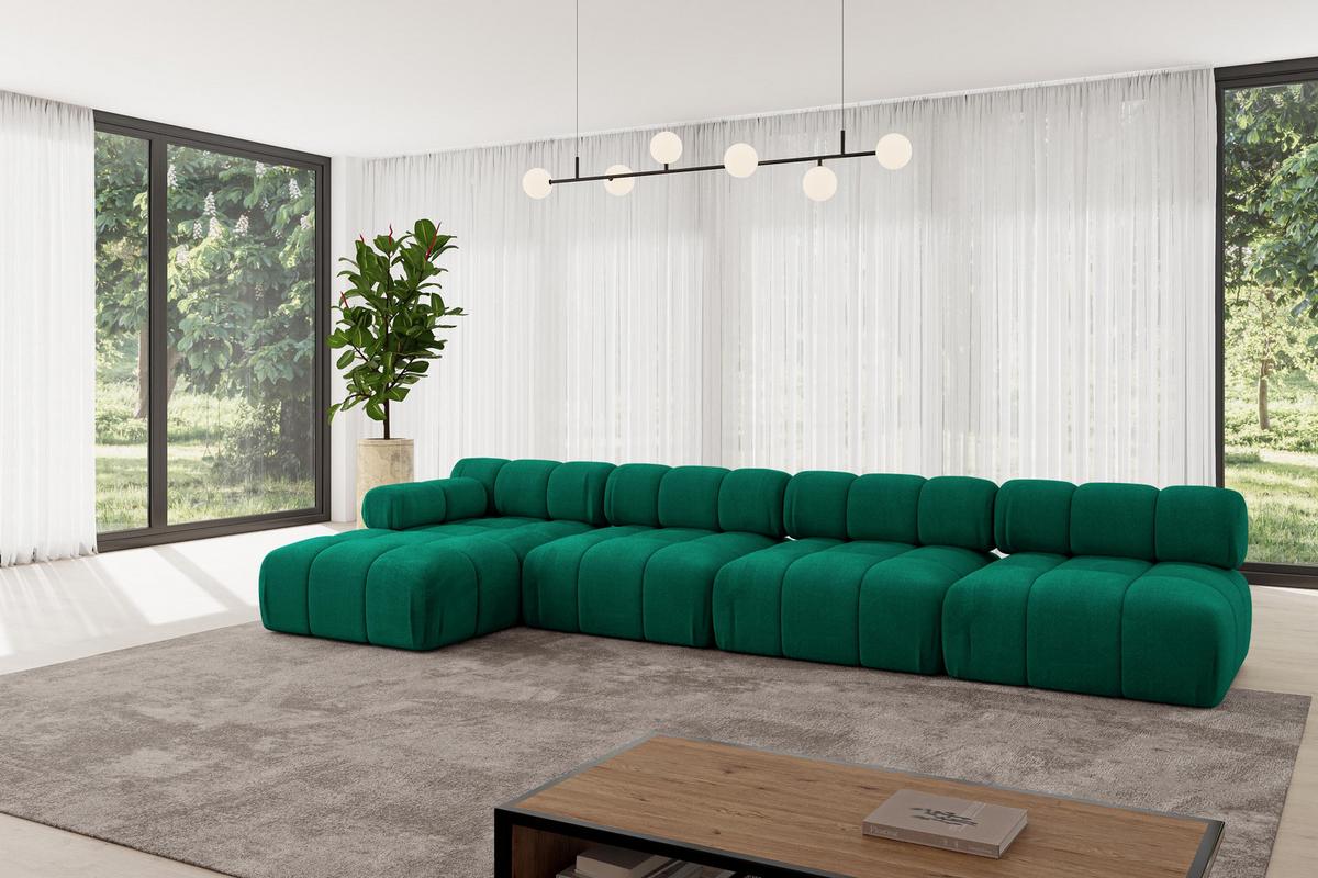 ECKSOFA modulares Sofa Razon-L3 - 380x160x70 cm Dunkelgrün Velours - Dunkelgrün, Holzwerkstoff/Textil (380/160cm) - ALTDECOR