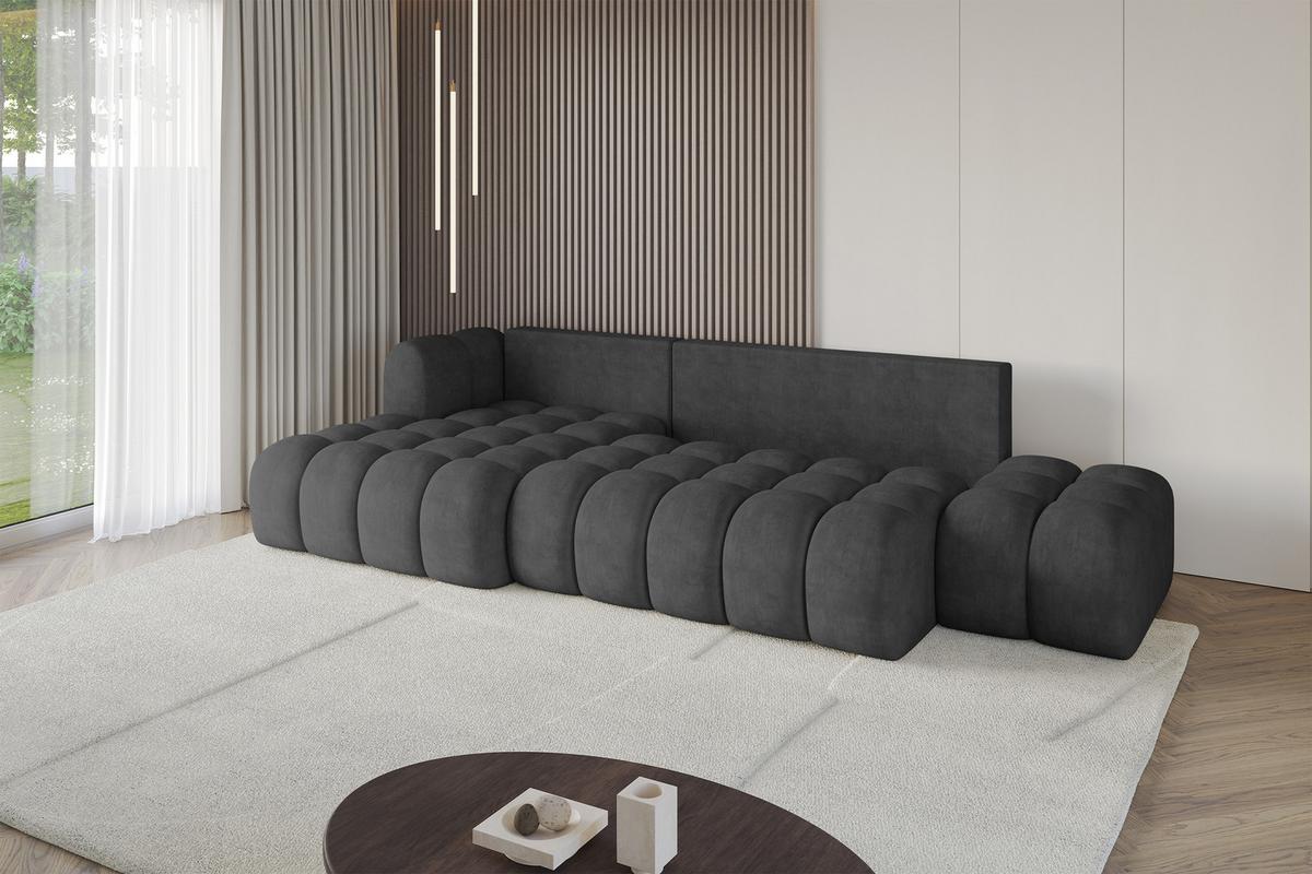 ECKSOFA mit Schlaffunktion Ottomane Links OLEA-L2 321x164x75 Dunkelgrau Velours - Dunkelgrau/Schwarz, Holzwerkstoff/Kunststoff (321/164cm) - ALTDECOR