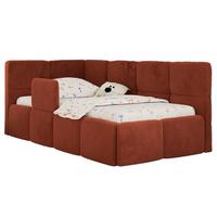POLSTERBETT ARVO ALTA 90/200 - Orange Plüsch - Schaumstoffmatratze - Links - Orange, Textil (90/200cm) - MKS