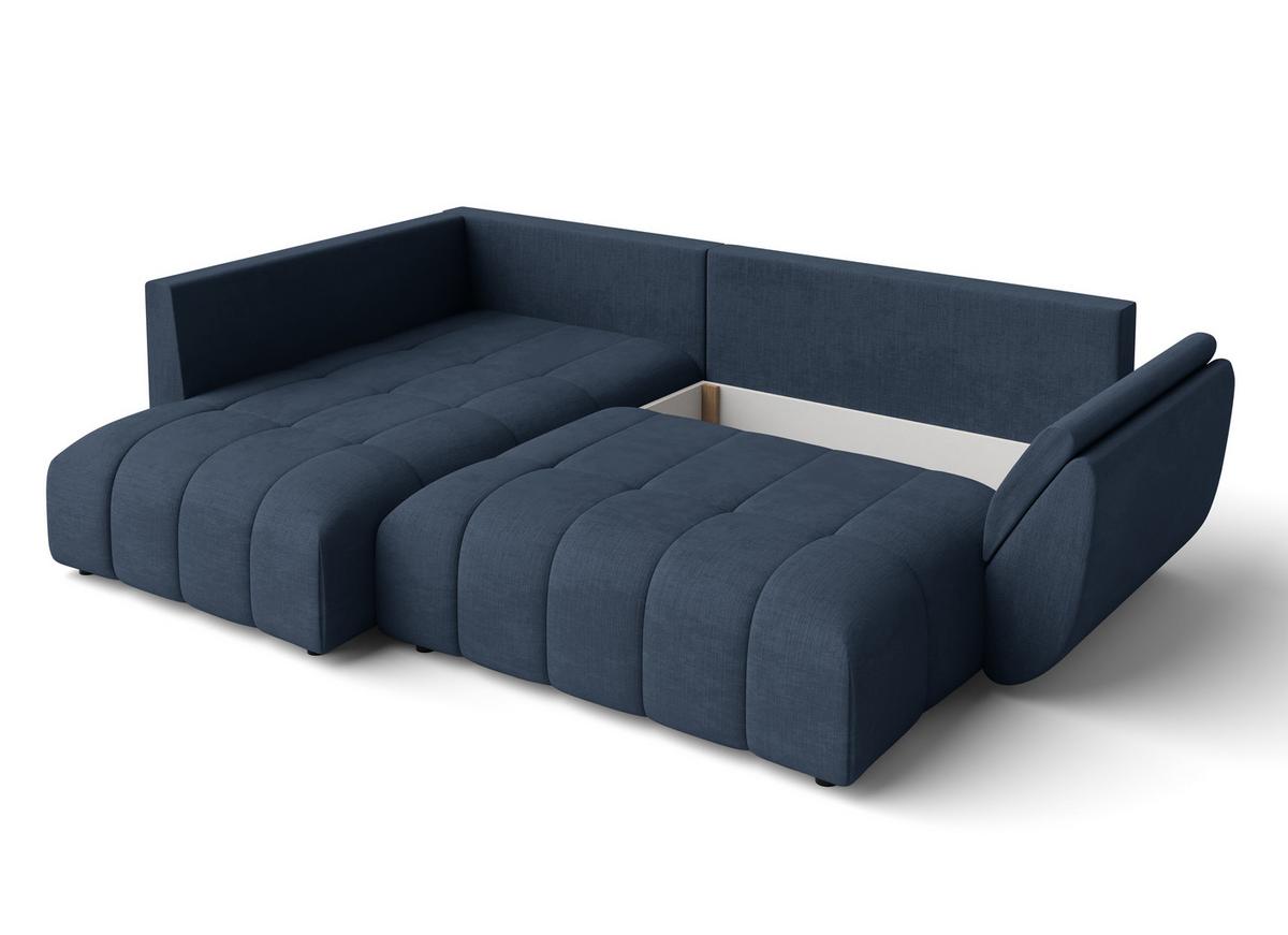 ECKSOFA L Form Corleone Blau 268/192/96 cm mit Schlaffunktion - Blau/Schwarz, Kunststoff/Textil (268/192cm) - AX Living