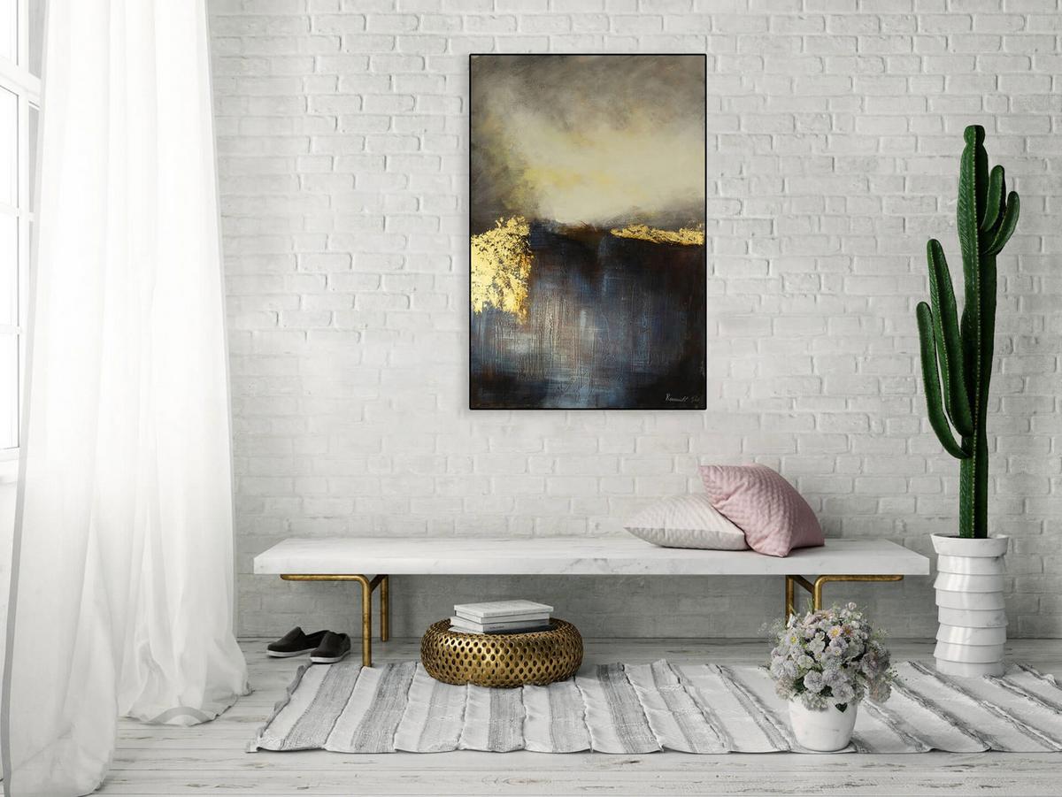 ACRYLBILD HANDGEMALT 80/120 cm - Blau, Holz/Textil (80/120cm) - KUNSTLOFT