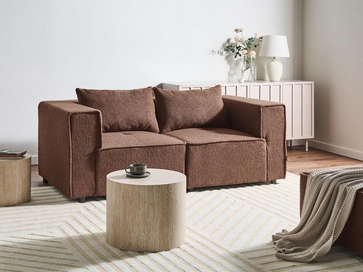MODULSOFA 2-Sitzer Braun Bouclé Axebo - Braun, Textil (188/93/94cm) - Beliani