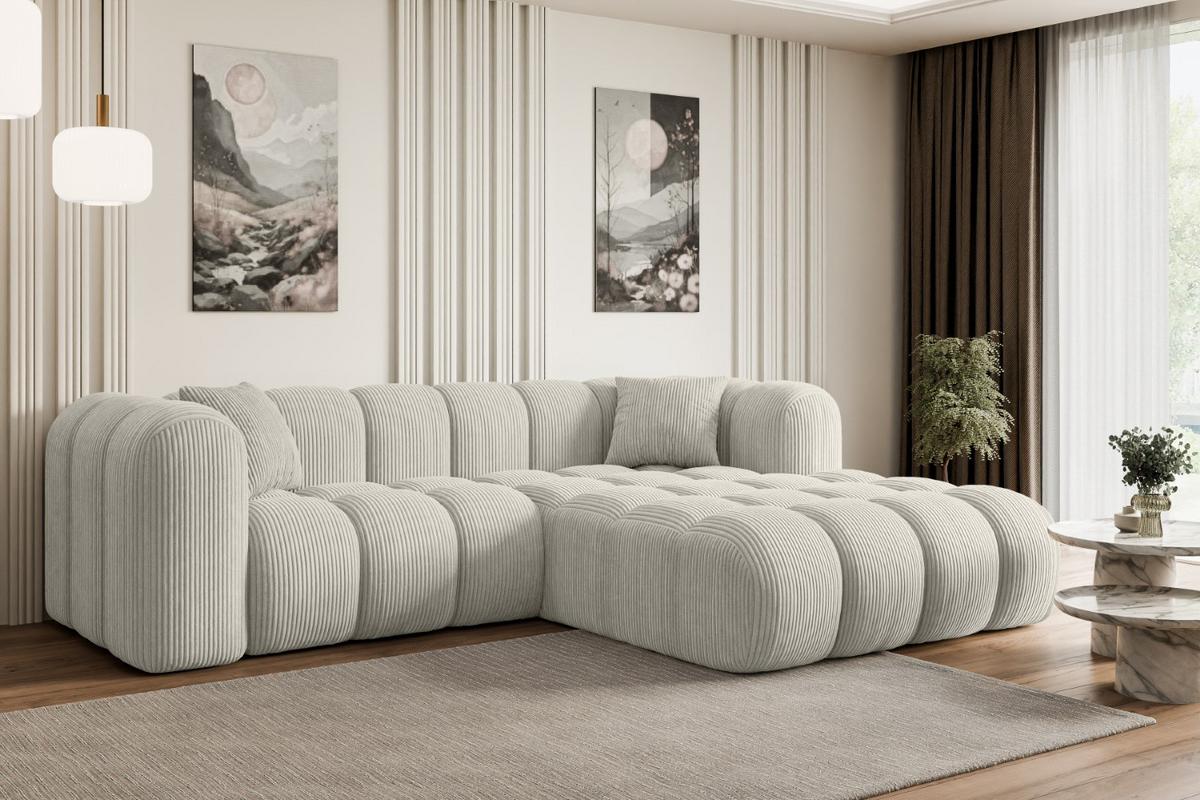 ECKSOFA Ottomane Rechts OLEA-L1 - 231x173x74 cm Creme - Hellgrau/Creme, Holzwerkstoff/Kunststoff (231/173cm) - ALTDECOR