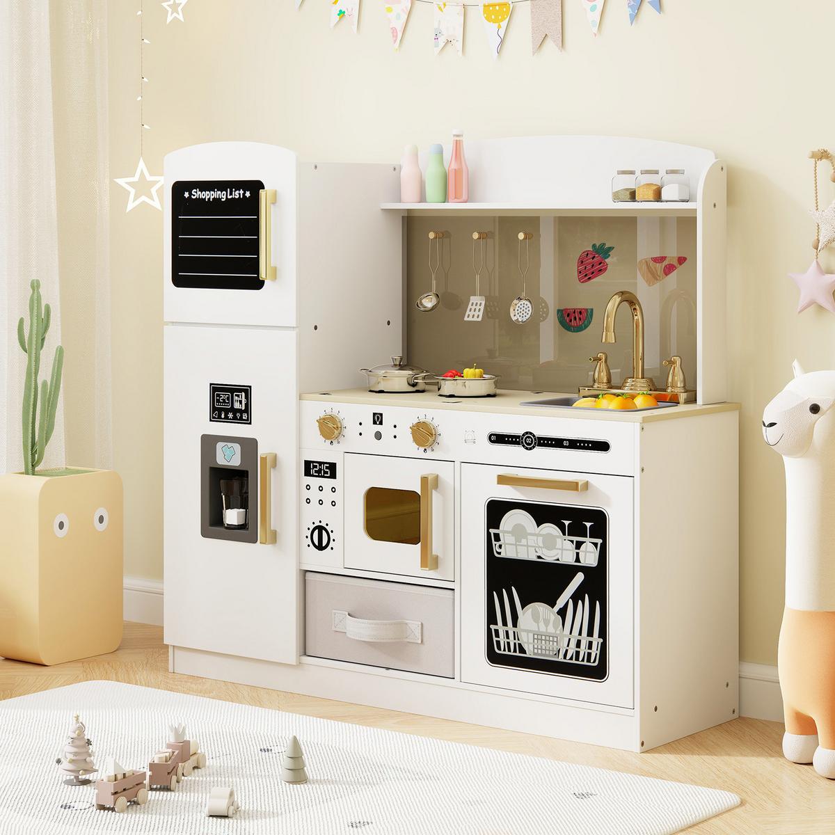 SPIELKÜCHE Weiß - Weiß, Holzwerkstoff (86/83/27cm) - COSTWAY