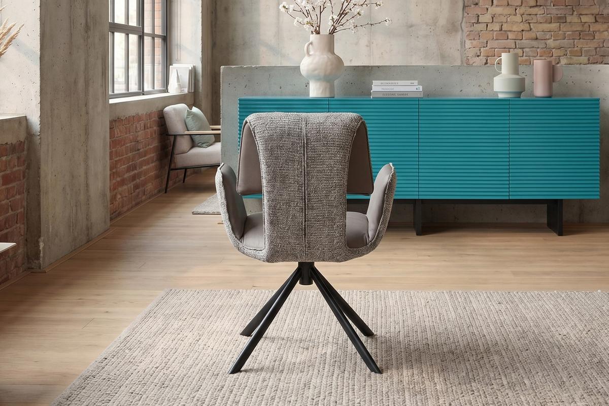 ESSZIMMERSTUHL EDENIA Grau Webstoff Drehbar (360°) (1er-Set) - Grau, Kunststoff/Textil (60/86/65cm) - KAWOLA