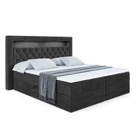 BOXBETT LED mit H3-Matratze und Lattenrost - NOEL GOLD - 140x200 Schwarz - Schwarz, Holzwerkstoff (140/200cm) - ALTDECOR