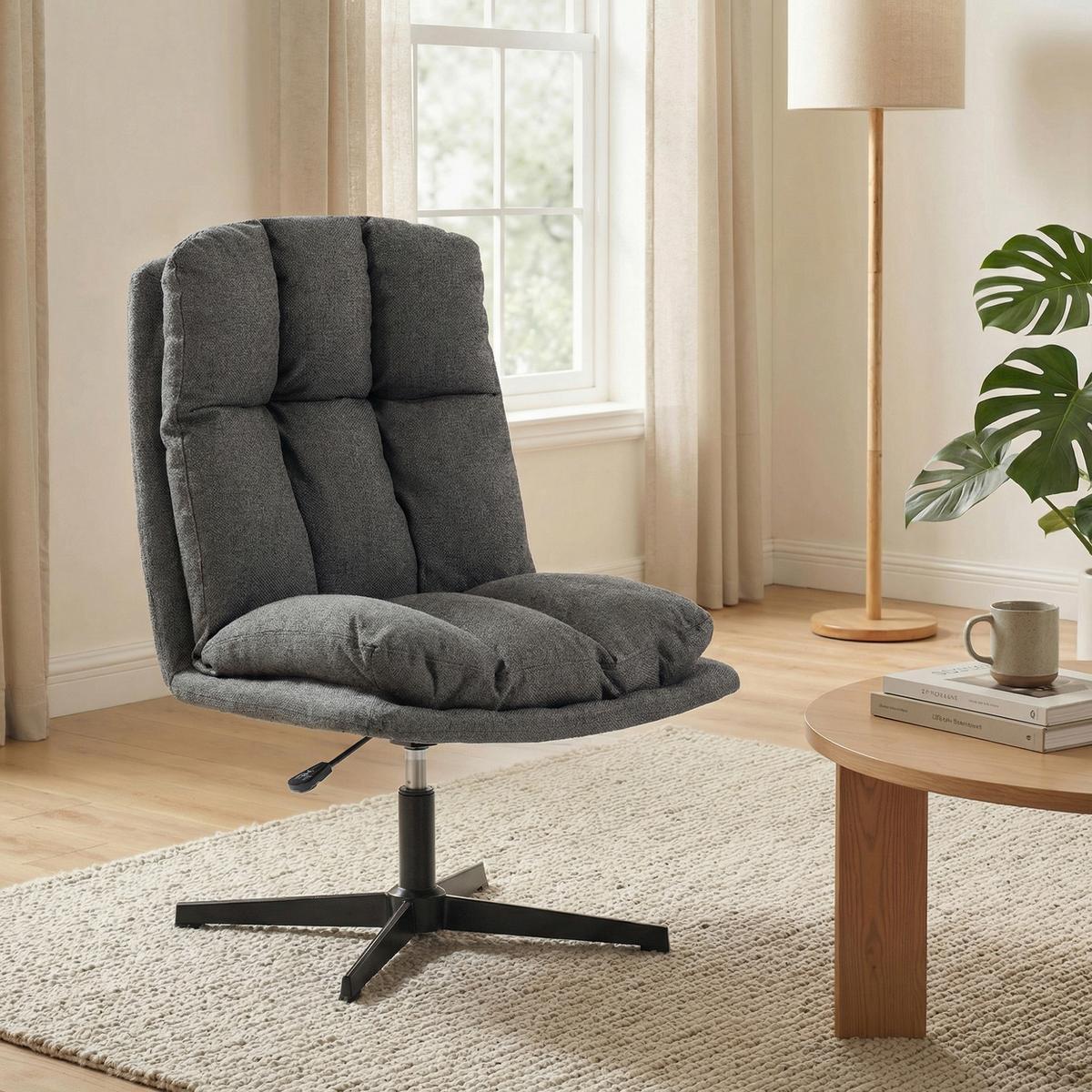 SESSEL höhenverstellbar aus Polyester Dunkelgrau - Dunkelgrau/Schwarz, Textil/Metall (63/102/75cm) - HOMCOM