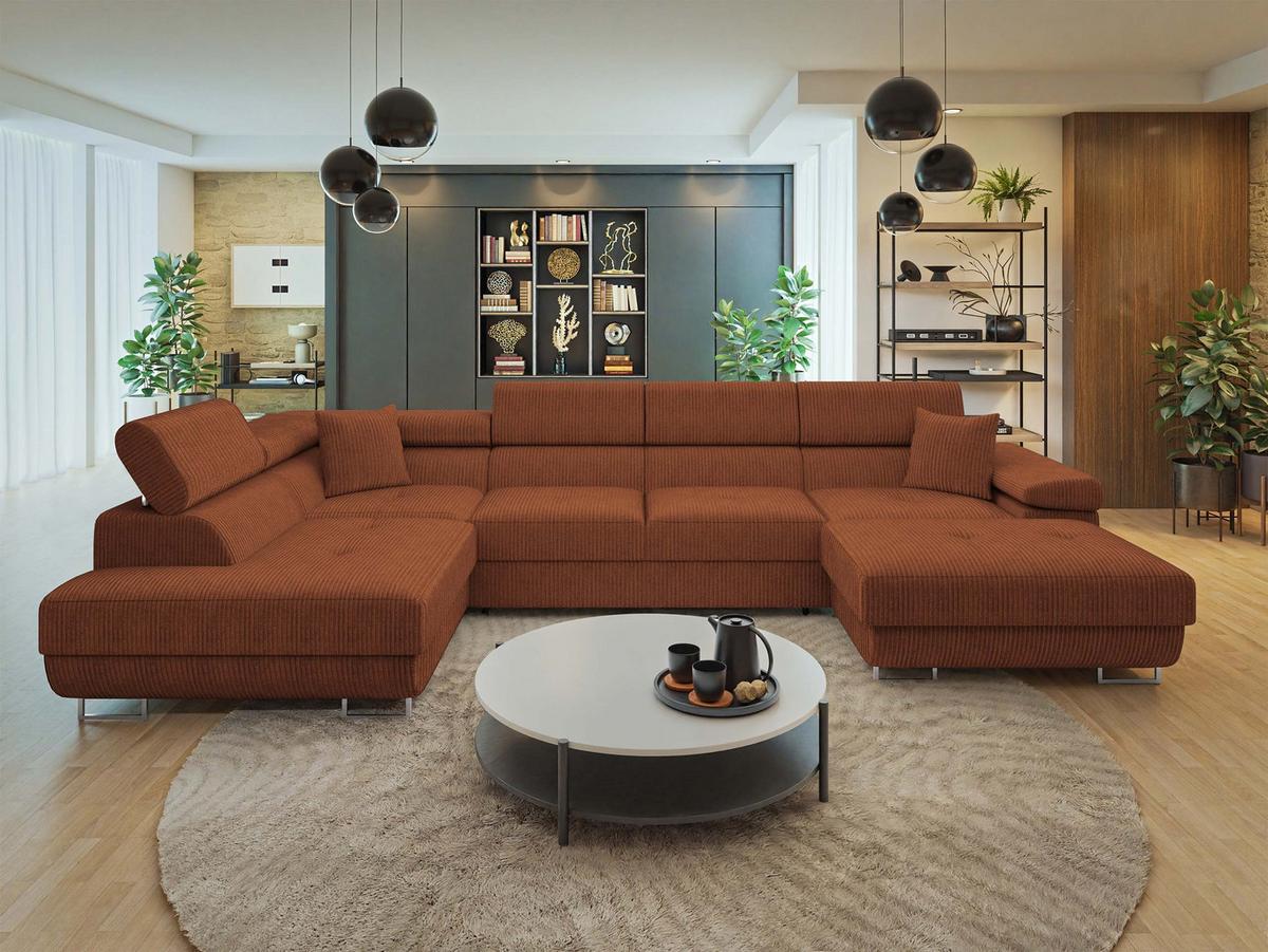 WOHNLANDSCHAFT Torezio Bis Cord, Seite: Links - Braun, Holz/Textil (346/90/203cm) - MIRJAN24