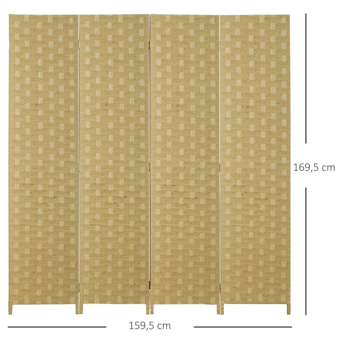 PARAVENT 4 TLG. 160 x 170 cm aus Wellenfaser für Wohnzimmer Braun - Braun, Papier (1.5/169.5/159.5cm) - HOMCOM