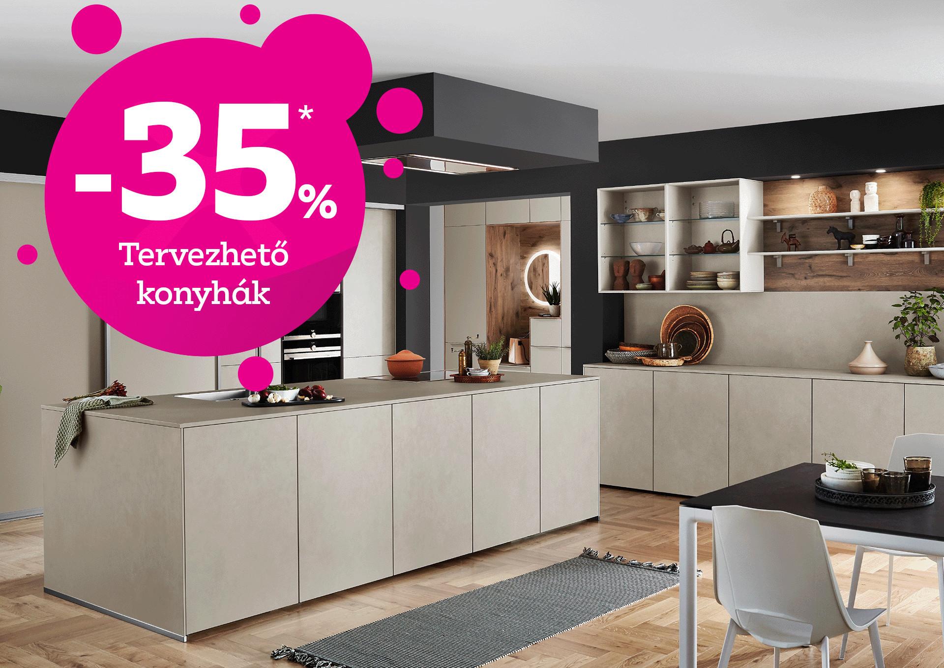 -35% a tervezhető konyhákra 2025.11.06-19. között az áruházakban és a Trendshopban!