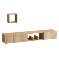 TV-MÖBEL 1 Nische3 Türen und 1 Wandregal Eichen-Saphir-Dekor avior 32/25/180 cm - Eschefarben, Holzwerkstoff (180/25/10cm) - Calicosy